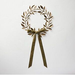 Hearth & Hand Magnolia 18" Decorative Brass Leaf Christmas Wreath Antique Finish